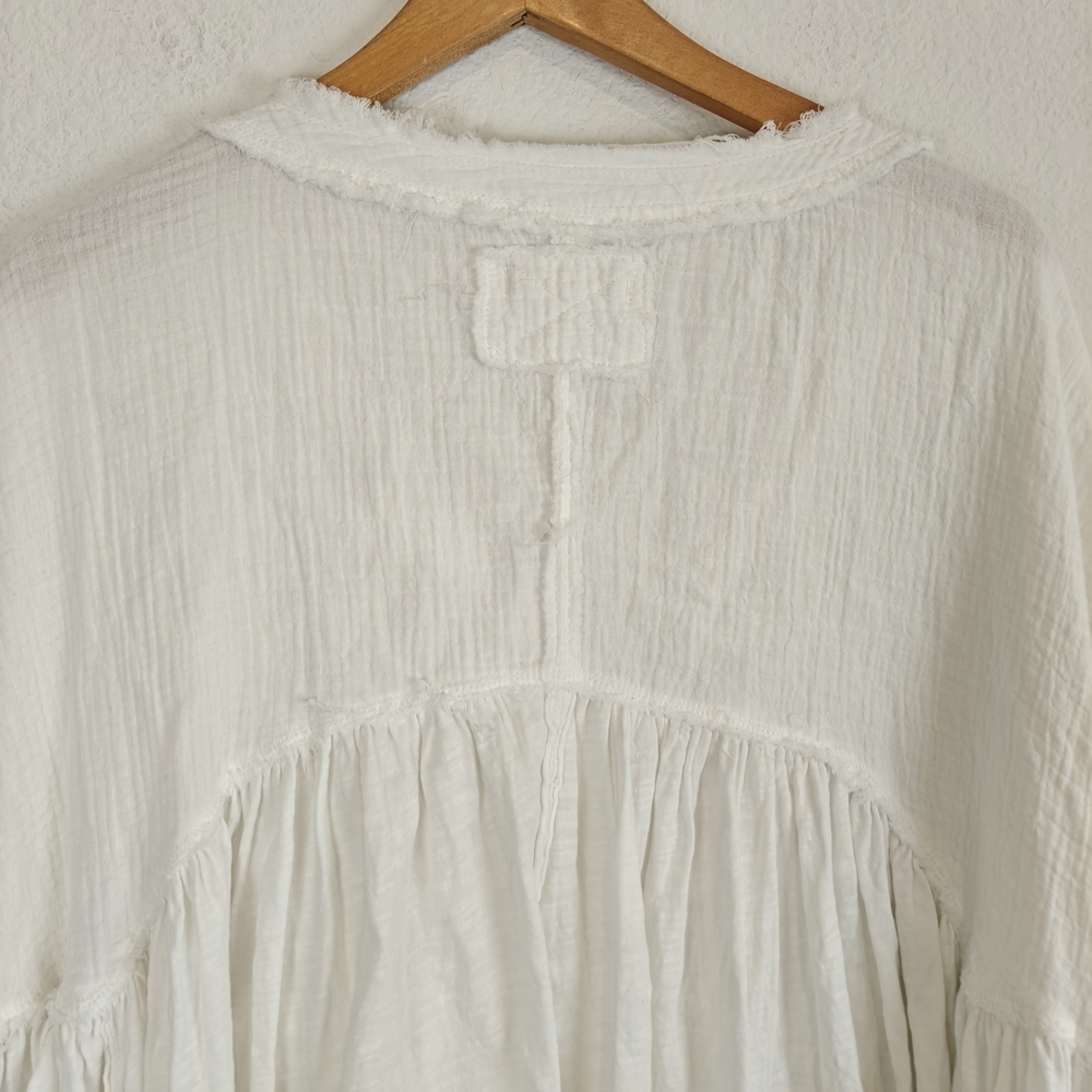We The Free Nwot Boho Asymmetrical Hem Oversized Blouse Gauze Cotton Sz Small - Picture 15 of 15